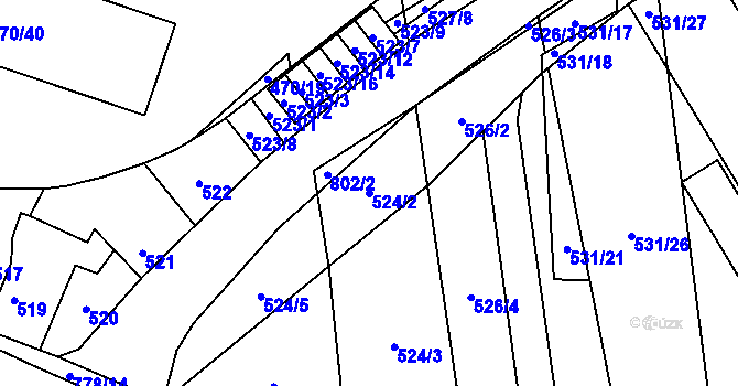 Parcela st. 524/2 v KÚ Letňany, Katastrální mapa
