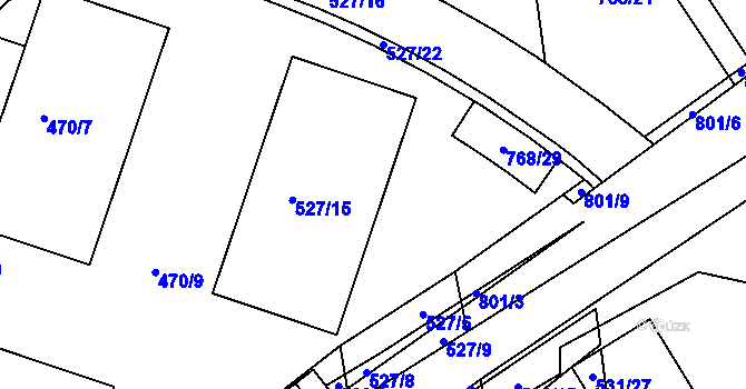 Parcela st. 527/4 v KÚ Letňany, Katastrální mapa