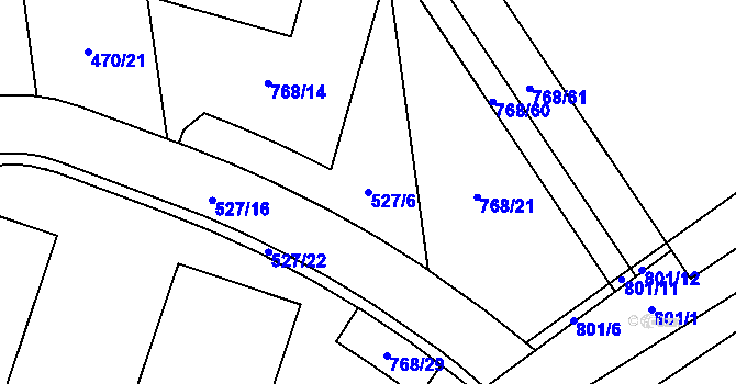 Parcela st. 527/6 v KÚ Letňany, Katastrální mapa