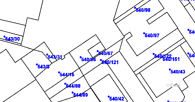 Parcela st. 540/67 v KÚ Letňany, Katastrální mapa