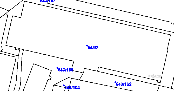 Parcela st. 543/2 v KÚ Letňany, Katastrální mapa