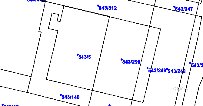 Parcela st. 543/5 v KÚ Letňany, Katastrální mapa