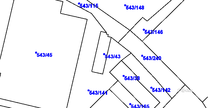 Parcela st. 543/43 v KÚ Letňany, Katastrální mapa