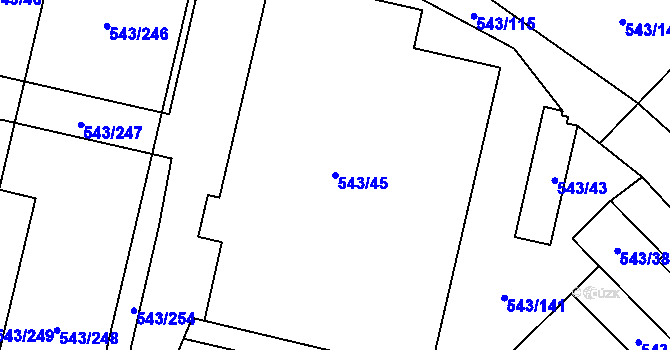 Parcela st. 543/45 v KÚ Letňany, Katastrální mapa