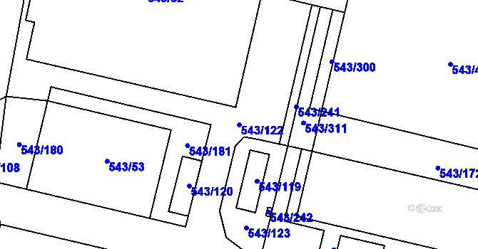 Parcela st. 543/122 v KÚ Letňany, Katastrální mapa