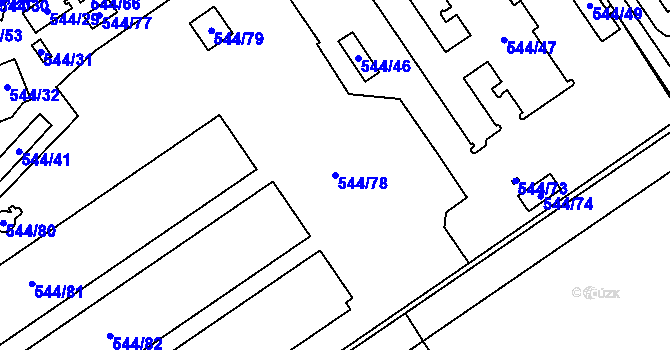 Parcela st. 544/78 v KÚ Letňany, Katastrální mapa
