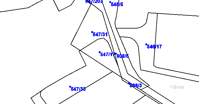 Parcela st. 547/17 v KÚ Letňany, Katastrální mapa