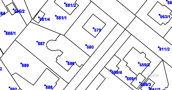 Parcela st. 580 v KÚ Letňany, Katastrální mapa