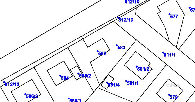 Parcela st. 582 v KÚ Letňany, Katastrální mapa