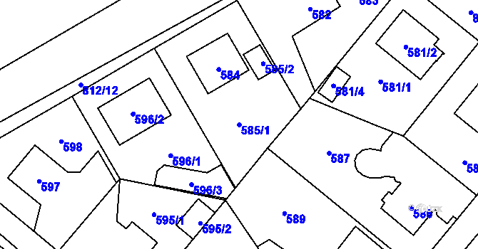 Parcela st. 585/1 v KÚ Letňany, Katastrální mapa
