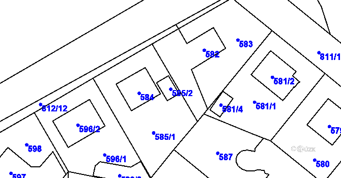 Parcela st. 585/2 v KÚ Letňany, Katastrální mapa