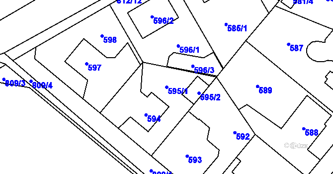 Parcela st. 595/1 v KÚ Letňany, Katastrální mapa