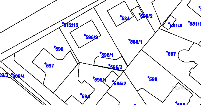 Parcela st. 596/1 v KÚ Letňany, Katastrální mapa