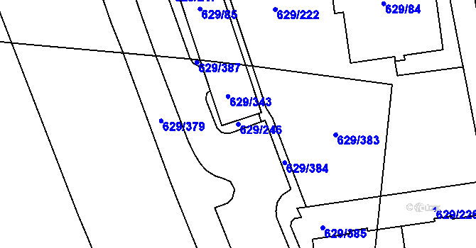Parcela st. 629/246 v KÚ Letňany, Katastrální mapa