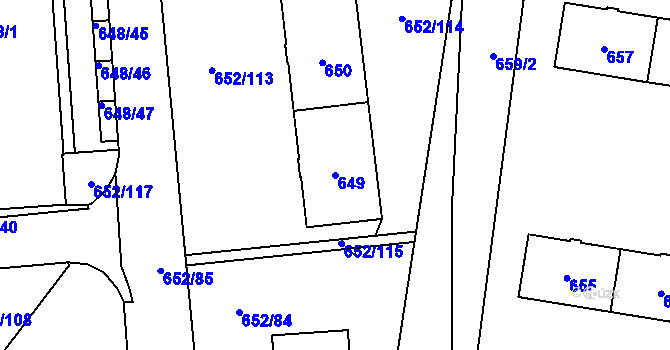 Parcela st. 649 v KÚ Letňany, Katastrální mapa