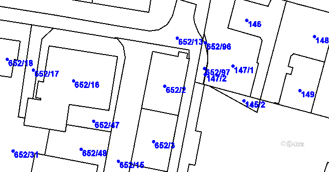 Parcela st. 652/2 v KÚ Letňany, Katastrální mapa