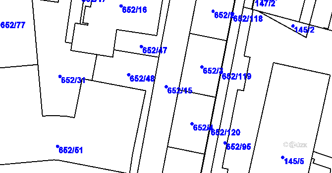 Parcela st. 652/15 v KÚ Letňany, Katastrální mapa