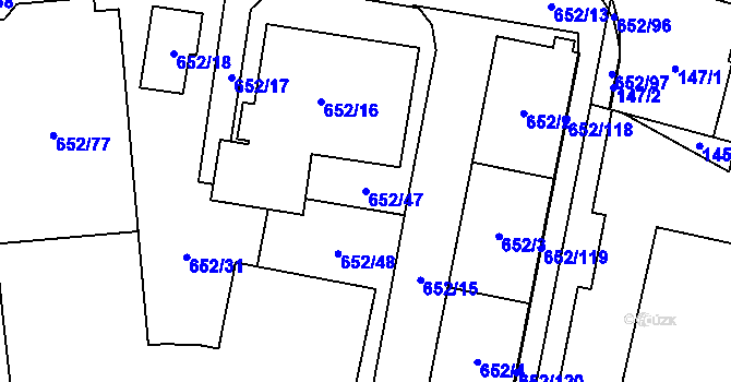 Parcela st. 652/47 v KÚ Letňany, Katastrální mapa