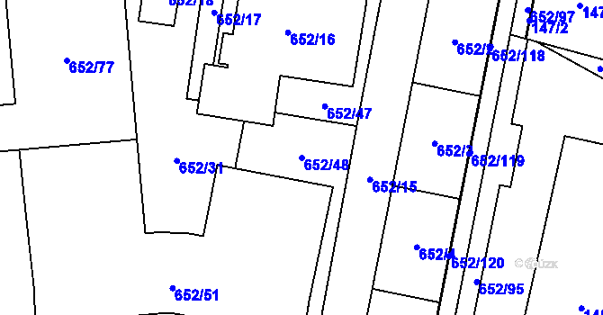 Parcela st. 652/48 v KÚ Letňany, Katastrální mapa
