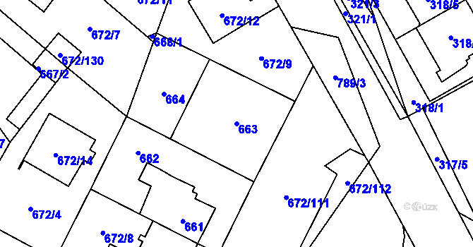 Parcela st. 663 v KÚ Letňany, Katastrální mapa