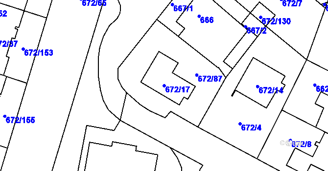 Parcela st. 672/17 v KÚ Letňany, Katastrální mapa