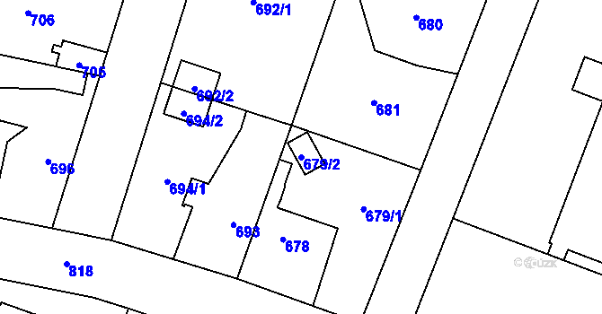 Parcela st. 679/2 v KÚ Letňany, Katastrální mapa