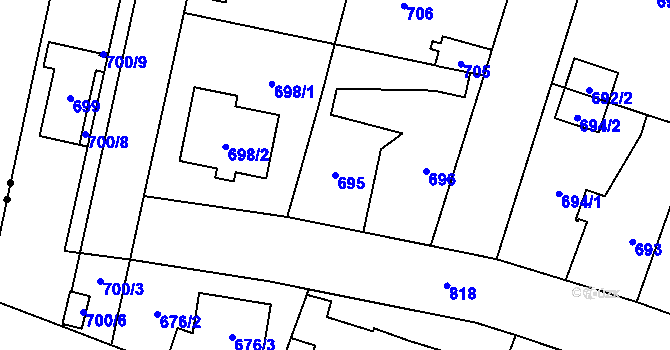 Parcela st. 695 v KÚ Letňany, Katastrální mapa