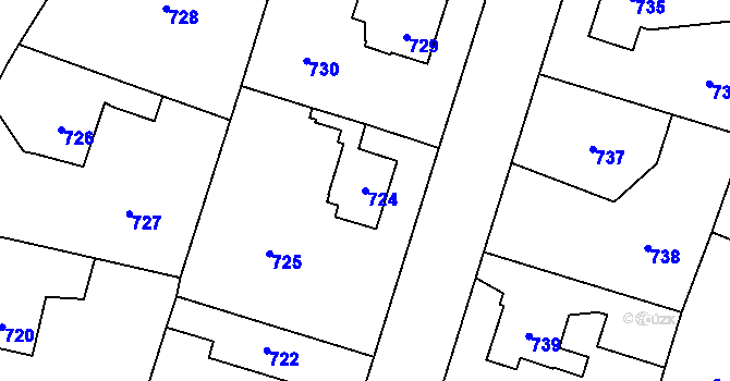 Parcela st. 724 v KÚ Letňany, Katastrální mapa