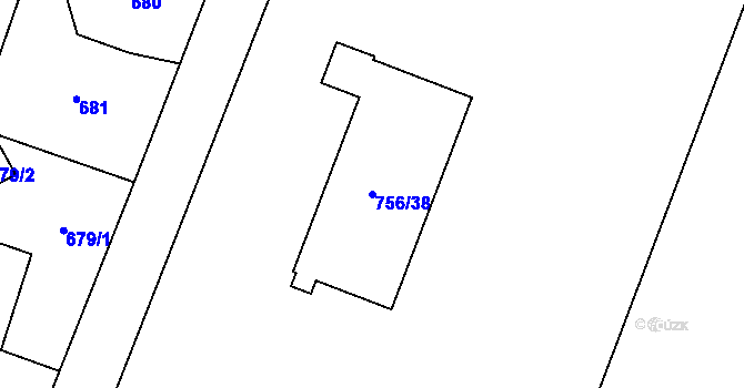 Parcela st. 756/38 v KÚ Letňany, Katastrální mapa