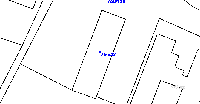 Parcela st. 756/42 v KÚ Letňany, Katastrální mapa