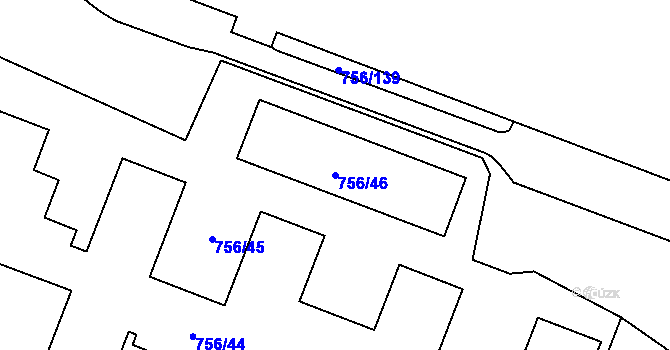 Parcela st. 756/46 v KÚ Letňany, Katastrální mapa