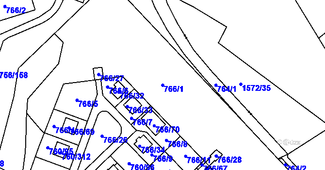 Parcela st. 766/1 v KÚ Letňany, Katastrální mapa