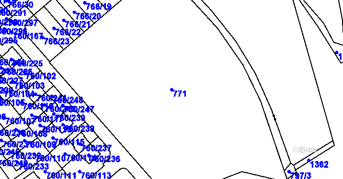 Parcela st. 771 v KÚ Letňany, Katastrální mapa