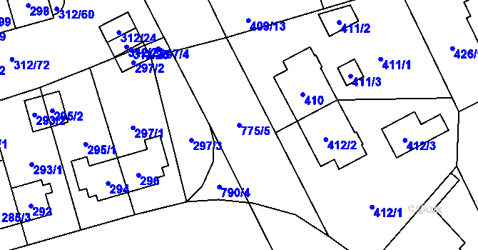 Parcela st. 775/5 v KÚ Letňany, Katastrální mapa