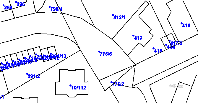 Parcela st. 775/6 v KÚ Letňany, Katastrální mapa
