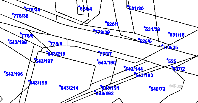 Parcela st. 778/7 v KÚ Letňany, Katastrální mapa