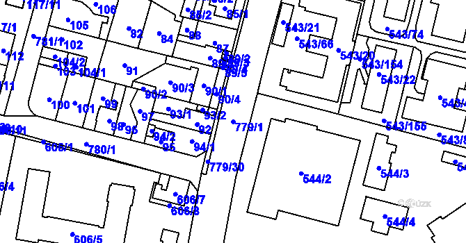 Parcela st. 779/1 v KÚ Letňany, Katastrální mapa
