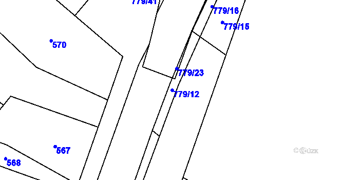 Parcela st. 779/12 v KÚ Letňany, Katastrální mapa