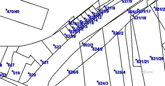 Parcela st. 802/2 v KÚ Letňany, Katastrální mapa