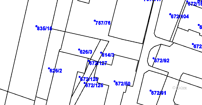 Parcela st. 814/3 v KÚ Letňany, Katastrální mapa