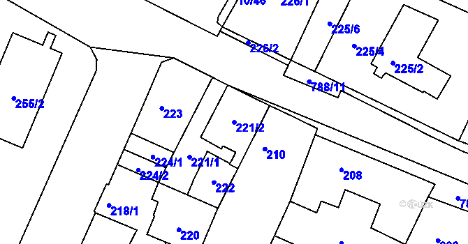 Parcela st. 221/2 v KÚ Letňany, Katastrální mapa