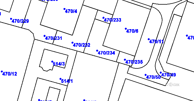 Parcela st. 470/234 v KÚ Letňany, Katastrální mapa