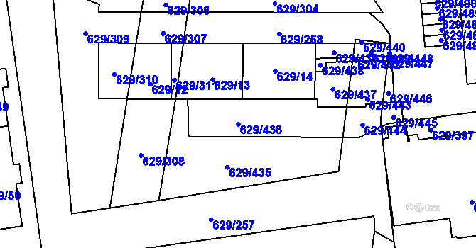 Parcela st. 629/436 v KÚ Letňany, Katastrální mapa