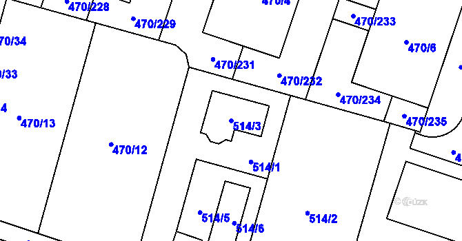 Parcela st. 514/3 v KÚ Letňany, Katastrální mapa