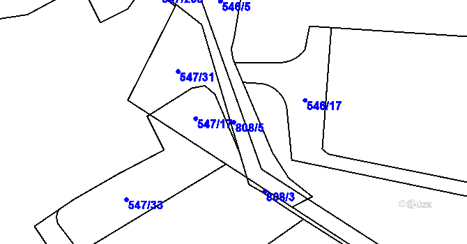 Parcela st. 808/5 v KÚ Letňany, Katastrální mapa