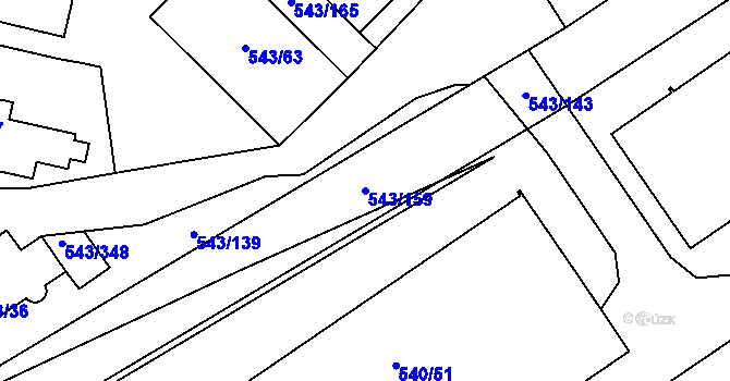 Parcela st. 543/159 v KÚ Letňany, Katastrální mapa