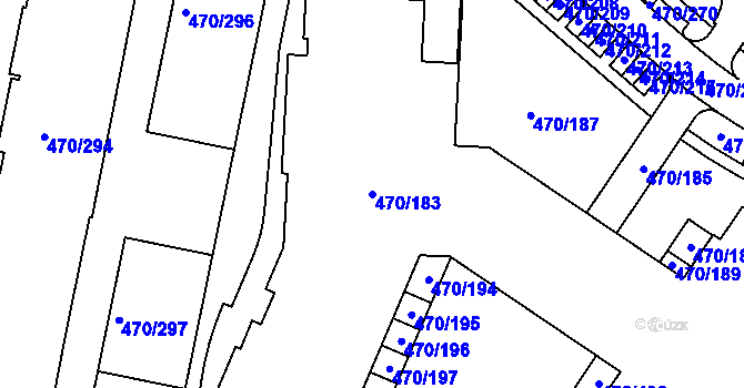 Parcela st. 470/183 v KÚ Letňany, Katastrální mapa
