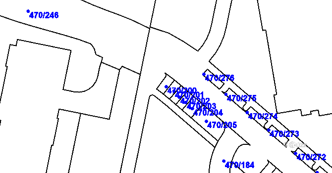 Parcela st. 470/200 v KÚ Letňany, Katastrální mapa