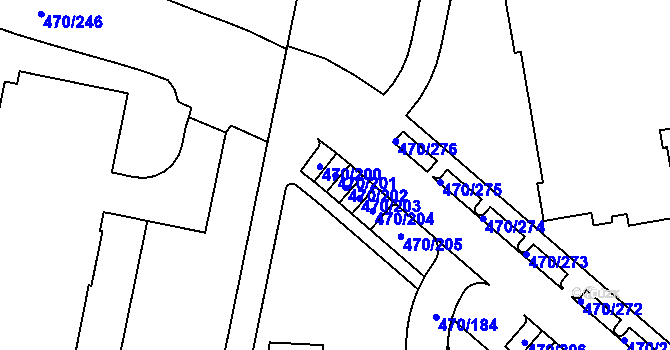 Parcela st. 470/201 v KÚ Letňany, Katastrální mapa