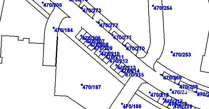 Parcela st. 470/211 v KÚ Letňany, Katastrální mapa